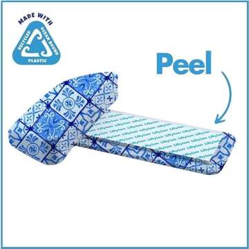 Lifty Loo Toilet Seat Handle & Lid Lifter - 2 Pack. Lift More. Less Mess. (BLUE TILE)