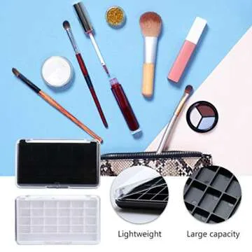 Lurrose Jewelry Box Organizer 2pcs Empty Eyeshadow, 24 Grids Diy Lipstick Powder Blush Eye Shadow Container Case for Makeup Travel Containers