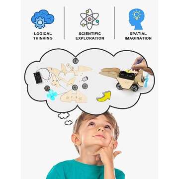 Poraxy 5 in 1 STEM Model Car Kits, STEM Projects for Kids, Boys Toys Age 8-10, 3D Wooden Puzzles, Cr...