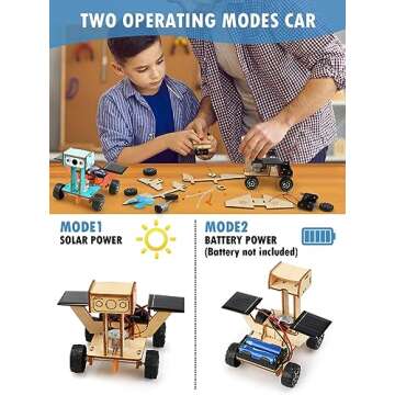 Poraxy 5 in 1 STEM Model Car Kits, STEM Projects for Kids, Boys Toys Age 8-10, 3D Wooden Puzzles, Crafts Educational Science Building Kit, Birthday Gifts for 8 9 10 11 12 Year Old Boys and Girls