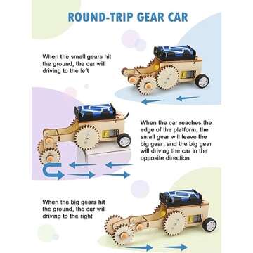 Poraxy 5 in 1 STEM Model Car Kits, STEM Projects for Kids, Boys Toys Age 8-10, 3D Wooden Puzzles, Crafts Educational Science Building Kit, Birthday Gifts for 8 9 10 11 12 Year Old Boys and Girls