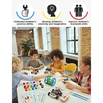 Poraxy 5 in 1 STEM Model Car Kits, STEM Projects for Kids, Boys Toys Age 8-10, 3D Wooden Puzzles, Crafts Educational Science Building Kit, Birthday Gifts for 8 9 10 11 12 Year Old Boys and Girls