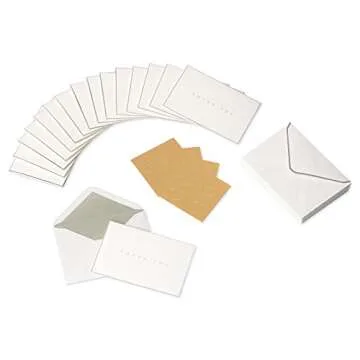 Papyrus Thank You Cards with Elegant Silver Border - 16 Count