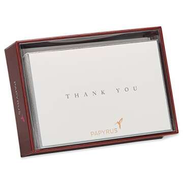 Papyrus Thank You Cards with Envelopes, Silver Border (16-Count)