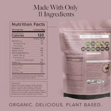 Truvani Vegan Pea Protein Powder | Vanilla Chai | 20g Organic Plant Based Protein | 20 Servings | Ke...