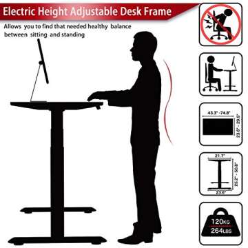 AIMEZO 50.8H Dual Motor Electric Standing Desk Base 3-Stage Height Adjustable Desk Frame Sit Stand Desk Home Office Standing Workstation with One-Touch 4 Presets Memory Control