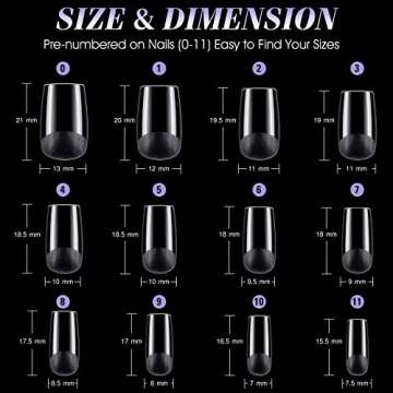 Gelike EC Short Square Nail Tips: Soft Gel X False Nail Tips Full Cover for Nail Extensions - Acrylic Nails Professional Clear Gelly Tips False Press on Preshaped PMMA,12 Sizes, SHORT SQUARE 240PCS