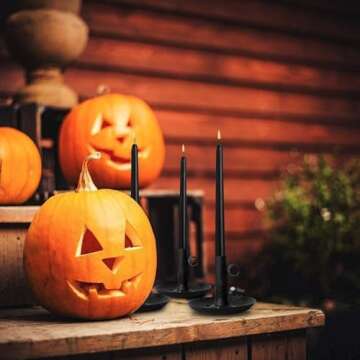 JHENG 10 Inch BlackTaper Candles, 14 Pack Tall Unscented Dripless with Cotton Wicks Perfect for Dinn...