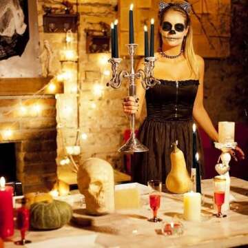 JHENG 10 Inch BlackTaper Candles, 14 Pack Tall Unscented Dripless with Cotton Wicks Perfect for Dinner, Party, Wedding or Farmhouse Decor, 7-8 Hour Burn Time- 7/8'' Base (Black)