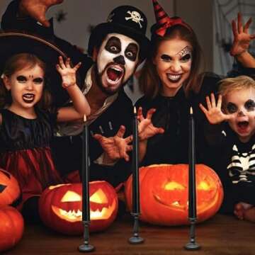 JHENG 10 Inch BlackTaper Candles, 14 Pack Tall Unscented Dripless with Cotton Wicks Perfect for Dinner, Party, Wedding or Farmhouse Decor, 7-8 Hour Burn Time- 7/8'' Base (Black)