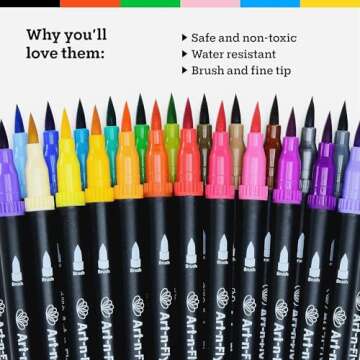 Art-n-Fly Dual Tip Brush Pens Set for Creative Expression
