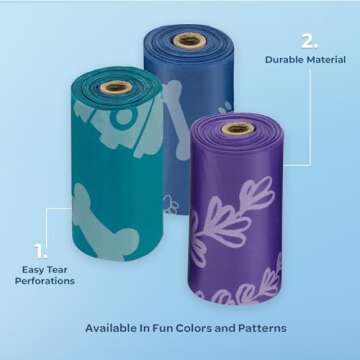 Best Pet Supplies Dog Poop Bags for Waste (150 Bags) Refuse Cleanup, Doggy Roll Replacements for Out...
