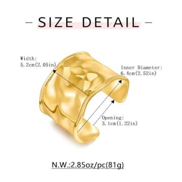 WOWORAMA Hammered Chunky Cuff Bracelet - Bold Style for Women