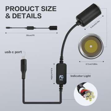 WYMECT USB C to 12V Adapter: Compact and Efficient for Automotive Use