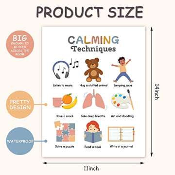 Whaline 12 Sheets Calming Corner Classroom Posters Boho Mental Health Feelings Chart Back to School ...