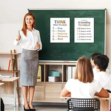 Whaline 12 Sheets Calming Corner Classroom Posters Boho Mental Health Feelings Chart Back to School Calm Down Coping Skills Educational Therapy Posters for Preschool Classroom Decor, 11 x 14 Inch