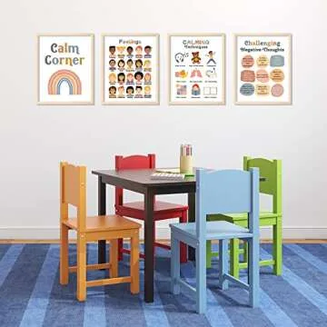 Whaline 12 Sheets Calming Corner Classroom Posters Boho Mental Health Feelings Chart Back to School Calm Down Coping Skills Educational Therapy Posters for Preschool Classroom Decor, 11 x 14 Inch