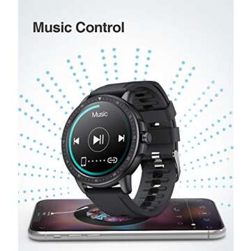 Smart Watch for Women Men,Fitness Tracker with Heart Rate,Blood Pressure,Blood Oxygen,IP67 Waterproof Pedometer Smartwatch with Sleep Tracker,Steps,Music,Weather Forecast for Android iPhone(Black)