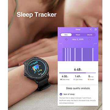 Smart Watch for Women Men,Fitness Tracker with Heart Rate,Blood Pressure,Blood Oxygen,IP67 Waterproof Pedometer Smartwatch with Sleep Tracker,Steps,Music,Weather Forecast for Android iPhone(Black)