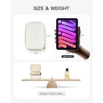 Vlando Travel Jewelry Organizer,PU Leather Jewelry Case Box for Travelers with 8 Pcs Claer Velvet Jewelry Bags Wedding Gifts for Women-White