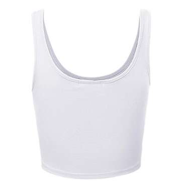 HATOPANTS Sleeveless Racerback Crop Tank Top Camisole Backless Scoop Neck Shirts White S