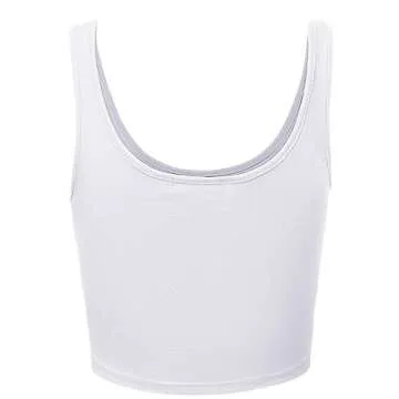 HATOPANTS Sleeveless Racerback Crop Tank Top Camisole Backless Scoop Neck Shirts White S