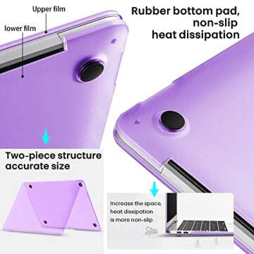 Gahwa Compatible with MacBook Air 13 inch Case 2020 2019 2018 Release (Model: A1932/A2179/A2337), Protective Plastic Hard Shell Case Cover - Matte Purple