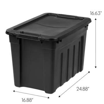 IRIS USA 20 Gallon Heavy Duty Totes - Durable Storage Bins with Lids, Stackable Containers