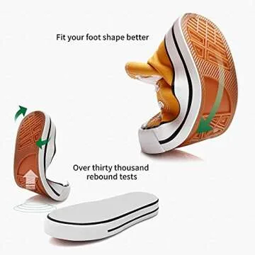 kufeiti Women’s High Top Canvas Sneakers Canvas Shoes Lace up White Black Sneakers Casual Walking Shoes (Yellow, Numeric_9)