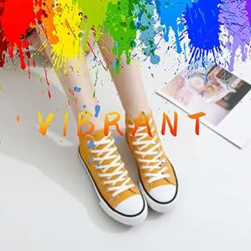 kufeiti Women’s High Top Canvas Sneakers Canvas Shoes Lace up White Black Sneakers Casual Walking Shoes (Yellow, Numeric_9)