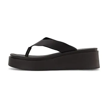 CUSHIONAIRE Women's Pippin thong platform sandal with +Memory Foam, Black 7