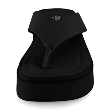 CUSHIONAIRE Women's Pippin thong platform sandal with +Memory Foam, Black 7