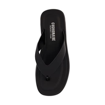 CUSHIONAIRE Women's Pippin thong platform sandal with +Memory Foam, Black 7