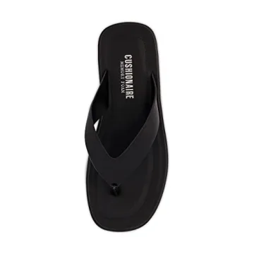 CUSHIONAIRE Women's Pippin thong platform sandal with +Memory Foam, Black 7