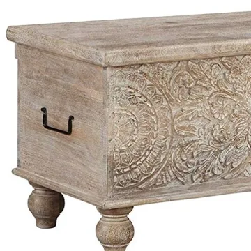 Ashley Fossile Ridge Carved Storage Bench - Elegant Solution