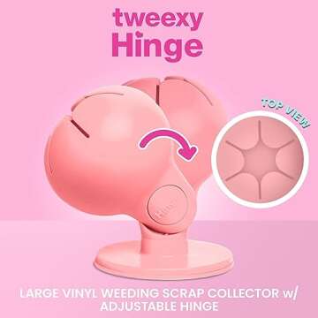 tweexy Hinge Untippable Vinyl Weeding Scrap Collector | IntelliStick Anti-Spill Airlock Suction Weeding Vinyl | HTV Crafting Adhesive Paper Sheet Holder | Weeding Tools for Vinyl (Large, Pink Cloud)