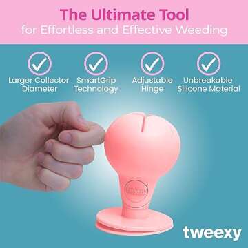 tweexy Hinge Untippable Vinyl Weeding Scrap Collector | IntelliStick Anti-Spill Airlock Suction Weeding Vinyl | HTV Crafting Adhesive Paper Sheet Holder | Weeding Tools for Vinyl (Large, Pink Cloud)