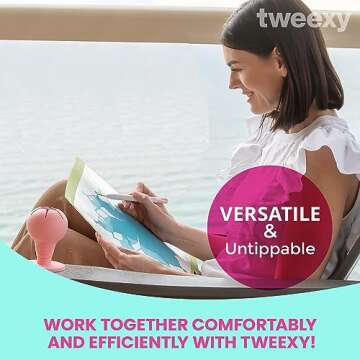 tweexy Hinge Untippable Vinyl Weeding Scrap Collector | IntelliStick Anti-Spill Airlock Suction Weeding Vinyl | HTV Crafting Adhesive Paper Sheet Holder | Weeding Tools for Vinyl (Large, Pink Cloud)