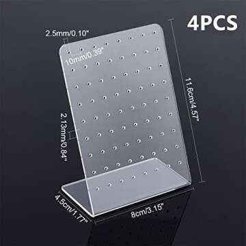 PH PandaHall 4 Pack 72 Holes Acrylic Earring Holder Organizer Ear Studs Jewelry Storage Display Rack Showcase Earrings Display Stand Earring Storage for Selling Retail Marketing Personal 3x2x4.5inch