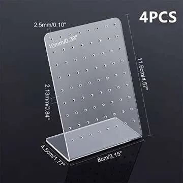PH PandaHall 4 Pack 72 Holes Acrylic Earring Holder Organizer Ear Studs Jewelry Storage Display Rack Showcase Earrings Display Stand Earring Storage for Selling Retail Marketing Personal 3x2x4.5inch