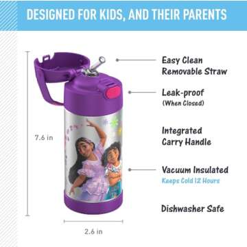 THERMOS FUNTAINER Water Bottle with Straw - 12 Ounce Kids Insulated Bottle