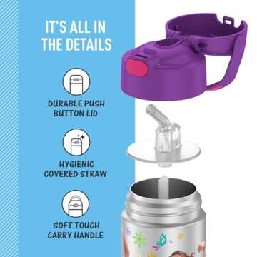 Durable Kids Vacuum Insulated Water Bottle with Straw