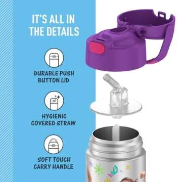 Durable Kids Vacuum Insulated Water Bottle with Straw