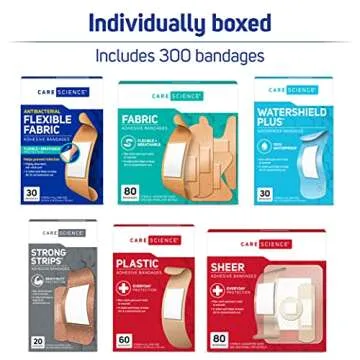 Care Science Variety Bandages Pack with 300 Assorted Sizes