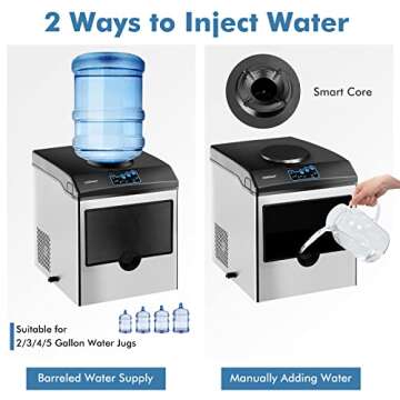 COSTWAY 2 in 1 Countertop Ice Maker Built-in Water Dispenser, 48LBS per Day, S/M/L Size Ice Cube, 5L...