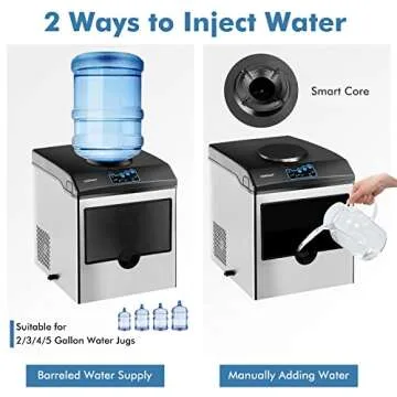 COSTWAY 2 in 1 Countertop Ice Maker Built-in Water Dispenser, 48LBS per Day, S/M/L Size Ice Cube, 5L...