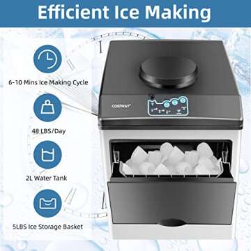 COSTWAY 2 in 1 Ice Maker Water Dispenser - 48LBS Daily