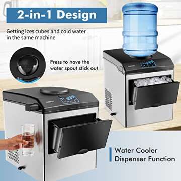 COSTWAY 2 in 1 Ice Maker Water Dispenser - 48LBS Daily
