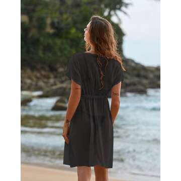 Ekouaer Bathing Suit Cover Up Chiffon Swim Suit Coverup Tie Front Sheer Beach Kimono Coverups Swimwear Cardigans