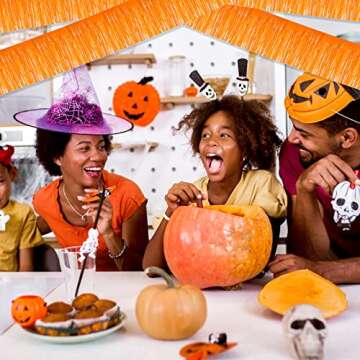 6 Pack 10 Feet Foil Fringe Garland Metallic Tinsel Streamers Banner Wall Hanging Backdrop Banner for Parade Floats, Valentine's Day, Wedding, Birthday, Mardi Gras Party Decorations(Macaron Orange)